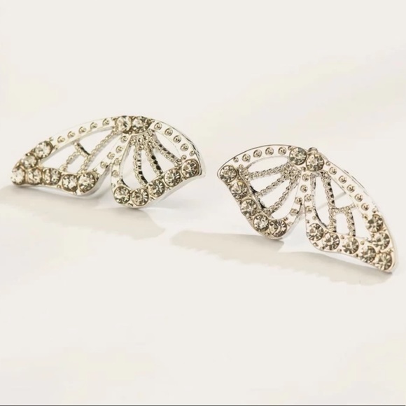 Rhinestone Butterfly Wing Studs - Picture 3 of 3